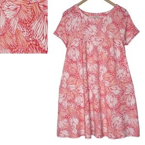 TALBOTS PETITES Shells Trapeze Swing Dress Size MP Pink Peach Beach Seashells M